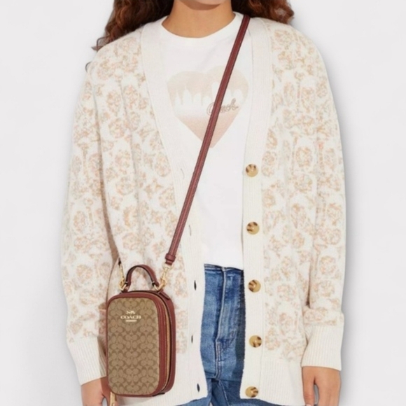 Coach Micro Signature EVA Phone Crossbody in Khaki/Terracotta NWT - Picture 3 of 6